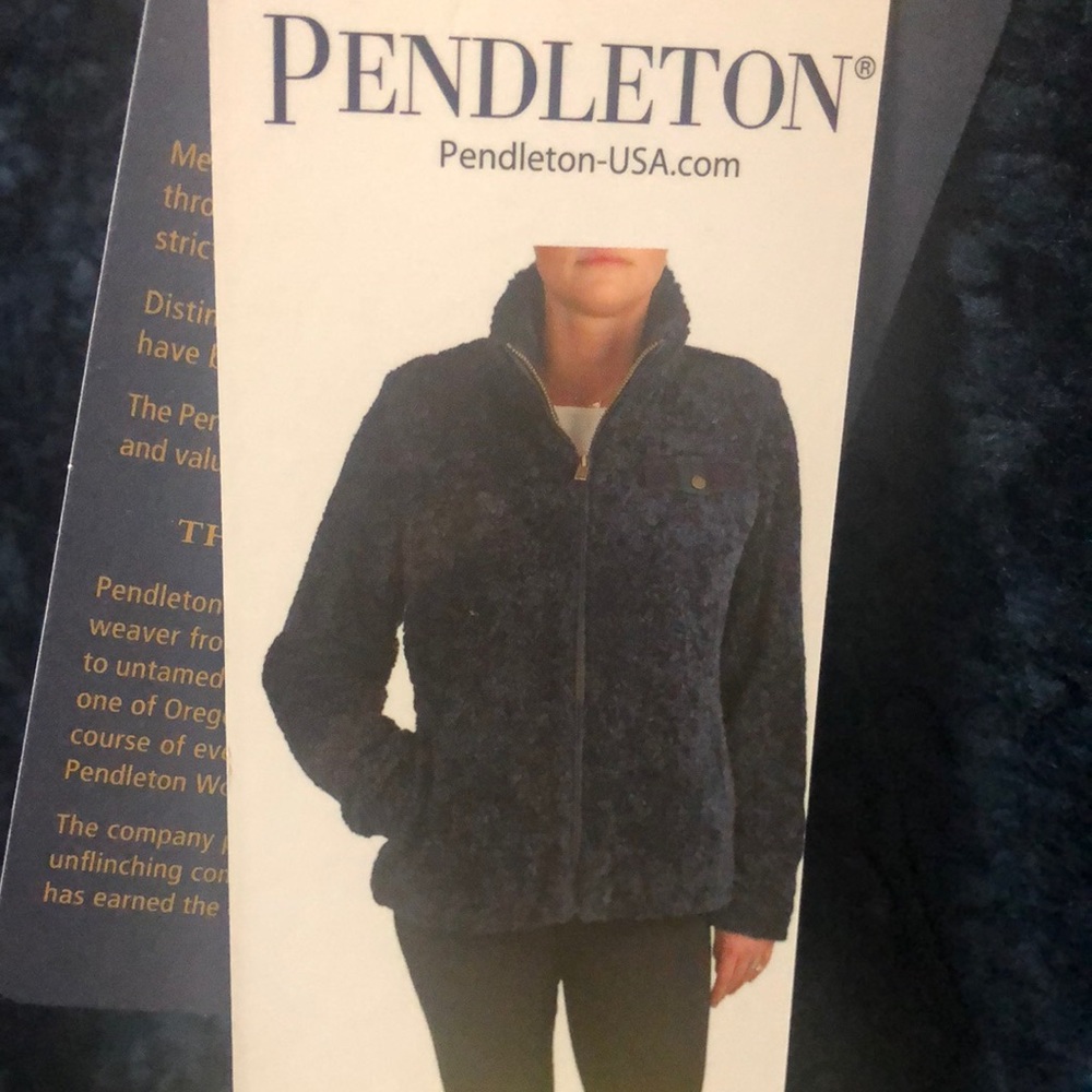 Pendleton Womens Ladies' Fuzzy Zip Jacket Dark Blue Small Blue brand new w/tags